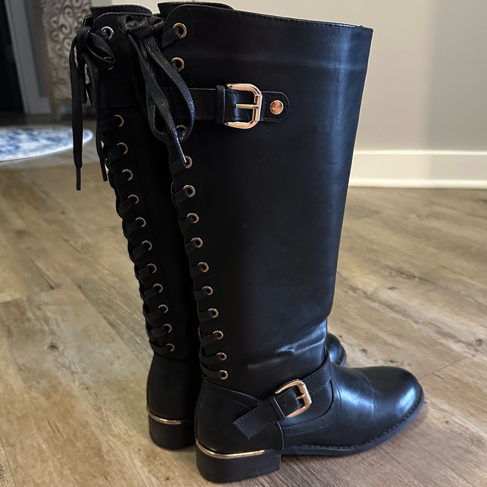 Black Wanted Brand Riding Boots